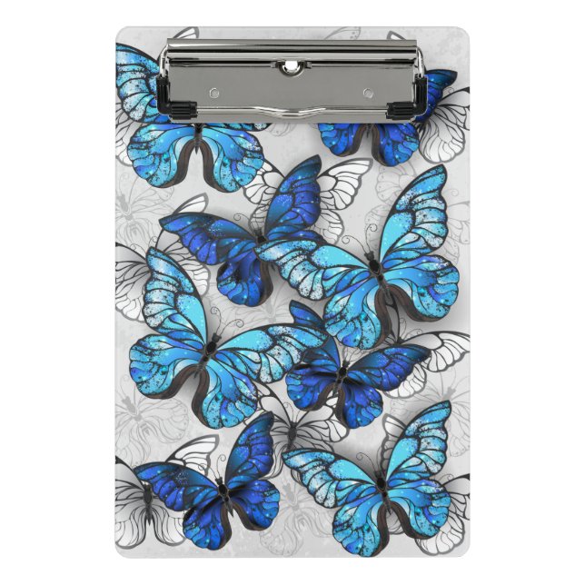 Zusammensetzung von White und Blue Butterflies Mini Klemmbrett (Vorderseite)