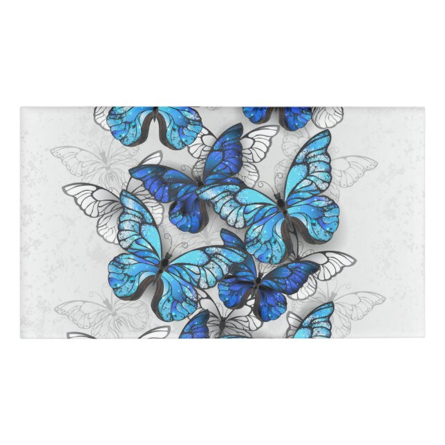 Zusammensetzung von White und Blue Butterflies Namenschild (Vorderseite)