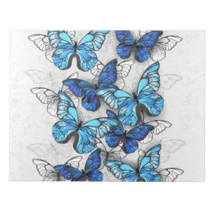 Zusammensetzung von White und Blue Butterflies Notizblock