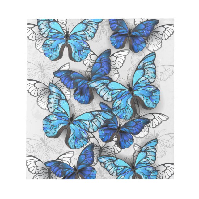 Zusammensetzung von White und Blue Butterflies Notizblock (Vorderseite)