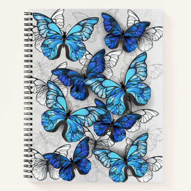 Zusammensetzung von White und Blue Butterflies Notizbuch (Vorderseite)
