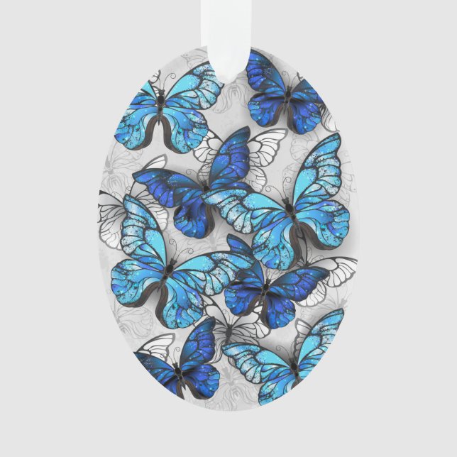 Zusammensetzung von White und Blue Butterflies Ornament (Vorderseite)