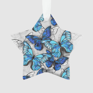 Zusammensetzung von White und Blue Butterflies Ornament