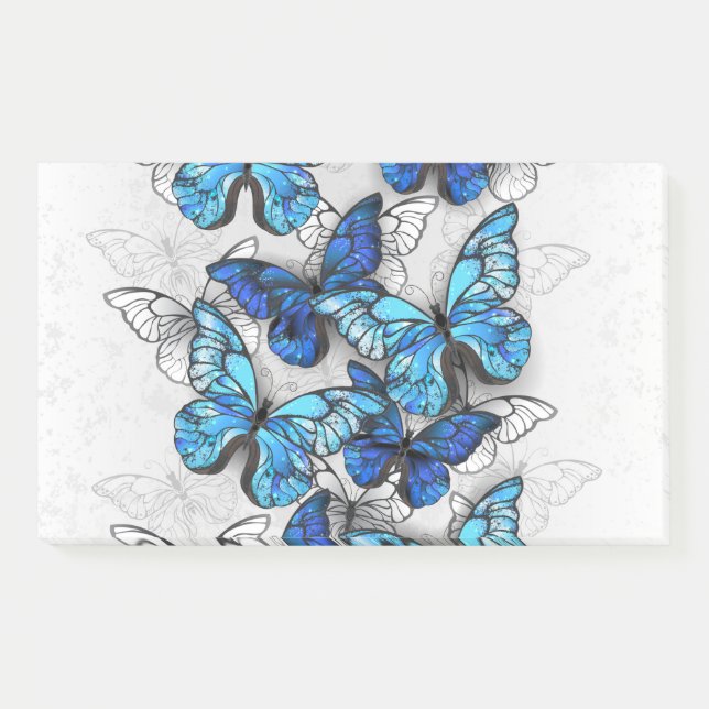 Zusammensetzung von White und Blue Butterflies Post-it Klebezettel (Vorderseite)