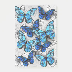 Zusammensetzung von White und Blue Butterflies Post-it Klebezettel