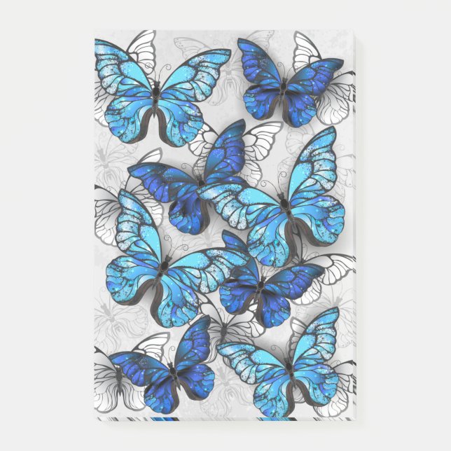 Zusammensetzung von White und Blue Butterflies Post-it Klebezettel (Vorderseite)