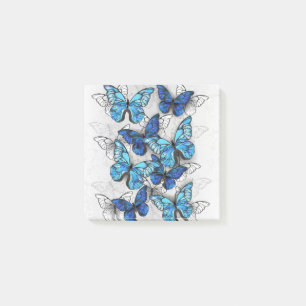 Zusammensetzung von White und Blue Butterflies Post-it Klebezettel
