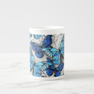 Zusammensetzung von White und Blue Butterflies Prozellantasse