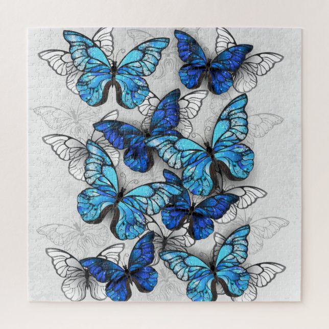 Zusammensetzung von White und Blue Butterflies Puzzle (Vertikal)