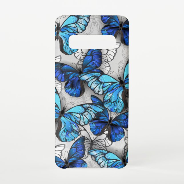 Zusammensetzung von White und Blue Butterflies Samsung Galaxy Hülle (Rückseite)