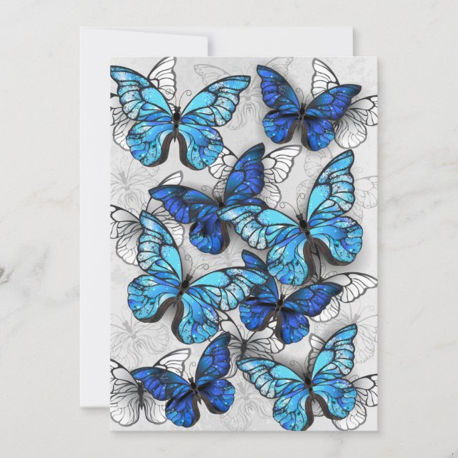 Zusammensetzung von White und Blue Butterflies Save The Date (Vorderseite)