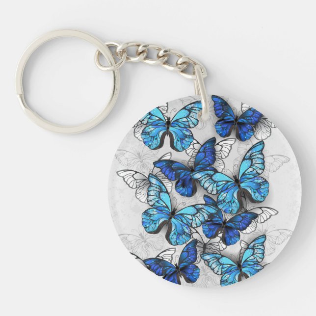 Zusammensetzung von White und Blue Butterflies Schlüsselanhänger (Vorderseite)