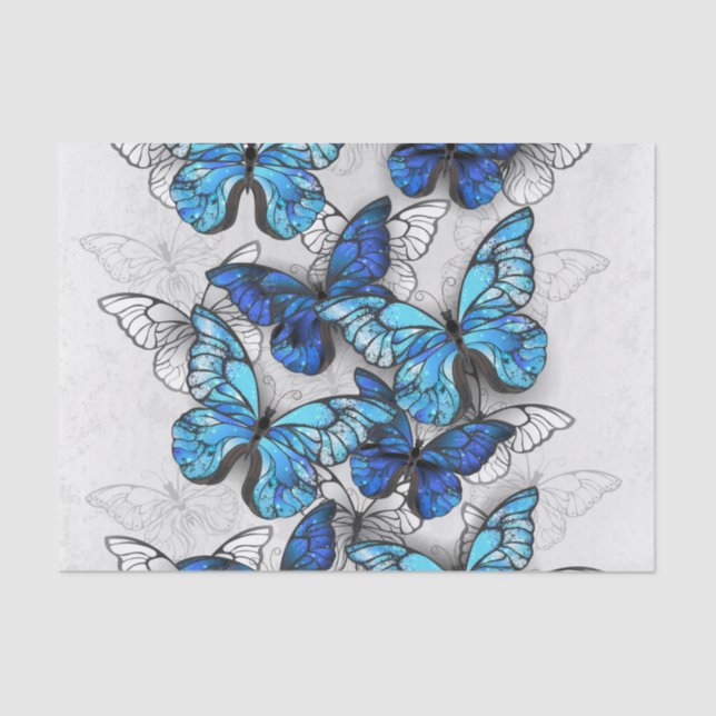 Zusammensetzung von White und Blue Butterflies Seidenpapier (Vorderseite)