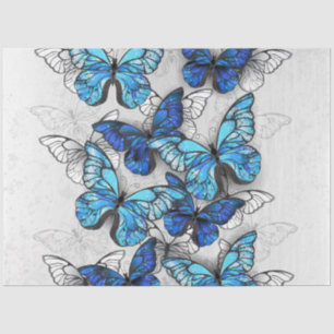 Zusammensetzung von White und Blue Butterflies Seidenpapier