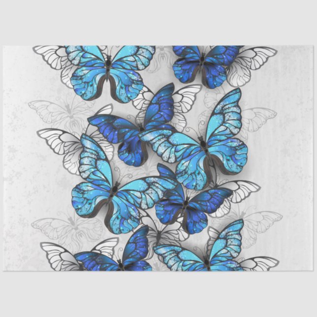 Zusammensetzung von White und Blue Butterflies Seidenpapier (Vorderseite)