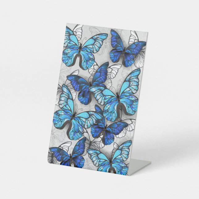 Zusammensetzung von White und Blue Butterflies Sockelschild (Vorderseite)