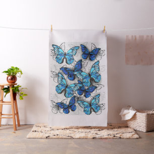 Zusammensetzung von White und Blue Butterflies Stoff