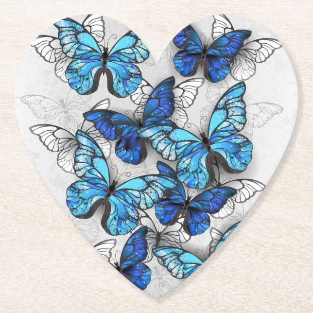 Zusammensetzung von White und Blue Butterflies Untersetzer (Vorderseite)