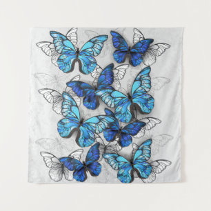 Zusammensetzung von White und Blue Butterflies Wandteppich