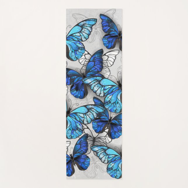 Zusammensetzung von White und Blue Butterflies Yogamatte (Vorderseite)