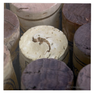 Zusammenstellung der benutzten Korken, Makro. Die Fliese