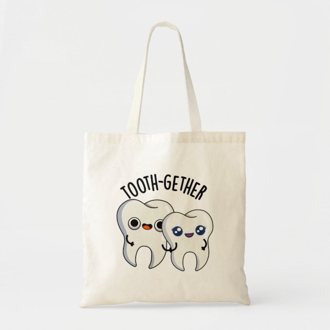 Zusammentreffen Funny Tooth Pun Tragetasche (Vorne)