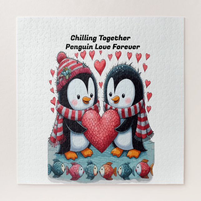 Zusammentreffen: Pinguin-Liebe-Sticker Puzzle (Vertikal)
