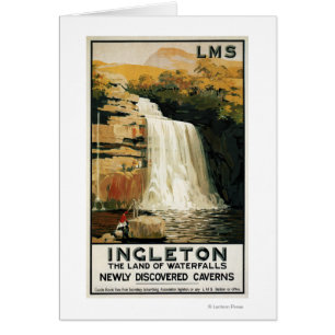 Zuschauer-Aufstieg auf Wasserfall-Eisenbahn-Plakat