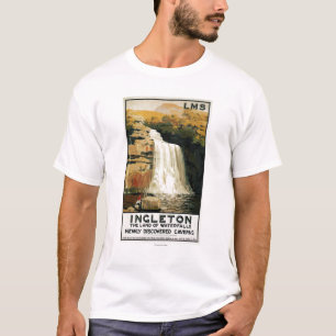 Zuschauer-Aufstieg auf Wasserfall-Eisenbahn-Plakat T-Shirt