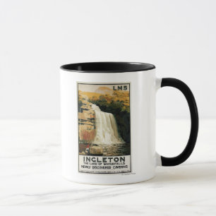 Zuschauer-Aufstieg auf Wasserfall-Eisenbahn-Plakat Tasse