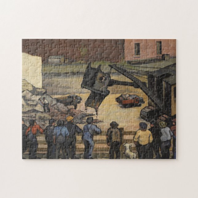 Zuschauer beobachten die Szene der Baumaschinen Puzzle (Horizontal)