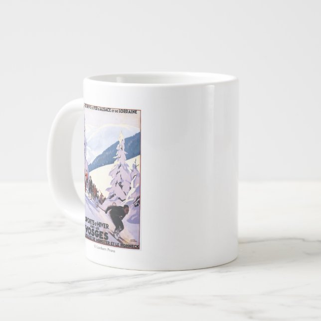 Zuschauer beobachten Skier-Poster Jumbo-Tasse (Vorderseite Links)