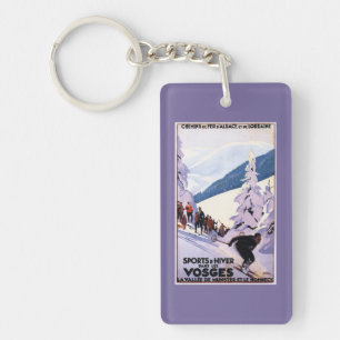 Zuschauer beobachten Skifahrer Poster Schlüsselanhänger