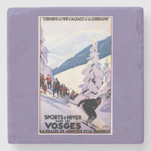 Zuschauer beobachten Skifahrer Poster Steinuntersetzer