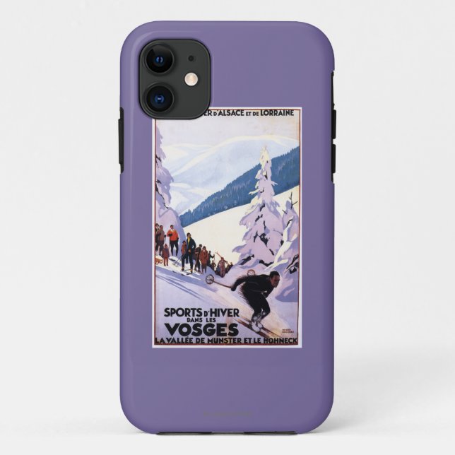 Zuschauer, die Skifahrer-Plakat aufpassen Case-Mate iPhone Hülle (Rückseite)