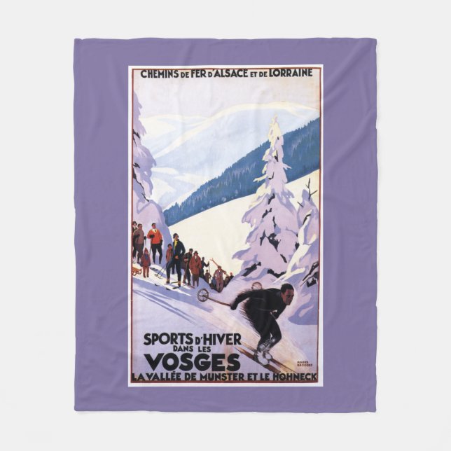 Zuschauer, die Skifahrer-Plakat aufpassen Fleecedecke (Vorderseite)