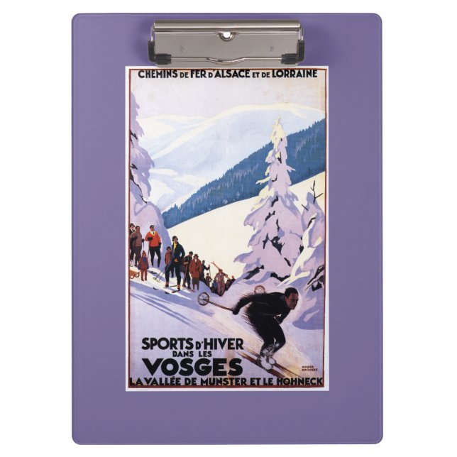 Zuschauer, die Skifahrer-Plakat aufpassen Klemmbrett (Vorderseite)