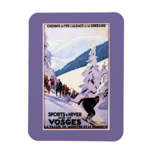 Zuschauer, die Skifahrer-Plakat aufpassen Magnet