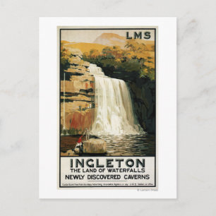 Zuschauer klettern auf dem Poster der Wasserfall-E Postkarte