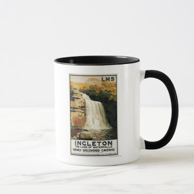 Zuschauer klettern auf dem Poster der Wasserfall-E Tasse (Rechts)