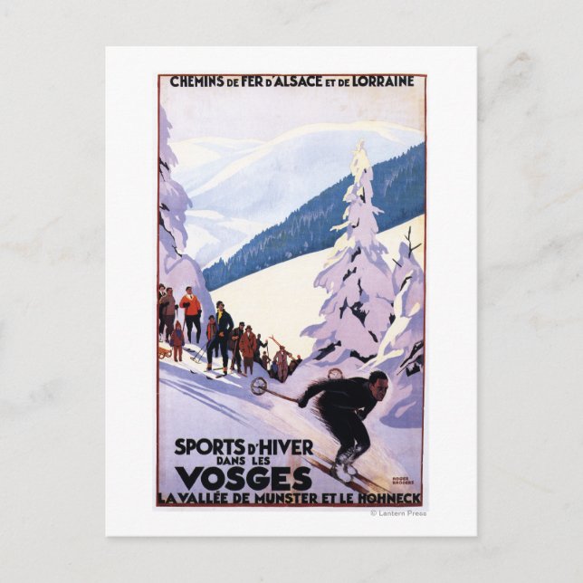 Zuschauer schauen Skier-Poster Postkarte (Vorderseite)