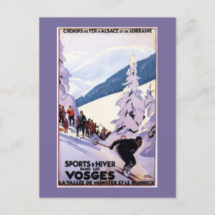 Zuschauer schauen Skier-Poster Postkarte