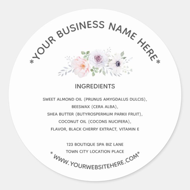 Zutaten Etikett weiße Kohle Runder Aufkleber (Vorderseite)