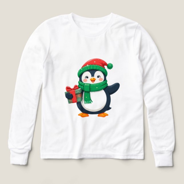 Zutraulicher Pinguin weihnachtlich gekleidet (Design Vorderseite)