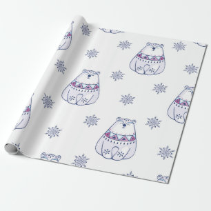 Zutrauliches Weihnachtspapier mit Eisbär Geschenkpapier