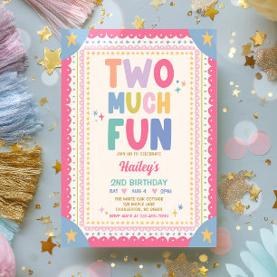 Zuviel Spaß Whimsical Mädchen 2. Geburtstagsfeier Einladung