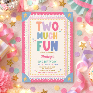 Zuviel Spaß Whimsical Mädchen 2. Geburtstagsfeier Einladung