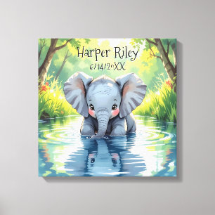 Zuwendbares Baby-Elefant und Reflexion Personalisi Leinwanddruck