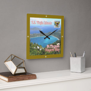 zVI012 SAINT THOMAS, Magens Bay, Jungfrau Islands, Quadratische Wanduhr