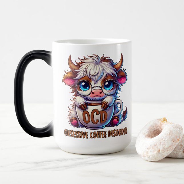 Zwanghafte Kaffeestörung Verwandlungstasse (Mit Donut)
